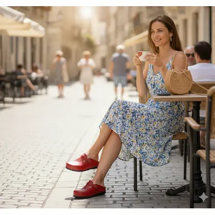 6362 Kırmızı Renkli Delikli Sek Sabo Terlik